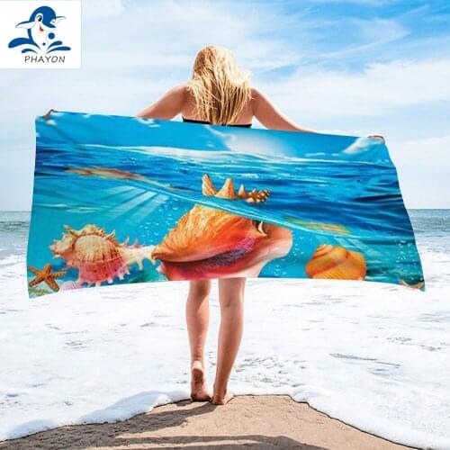 PHAYON 1Pcs Quicky-dry Microfiber Bath Towels 75*150cm Sea Conch Beach Towel Large Sport Towels Camping Accessories