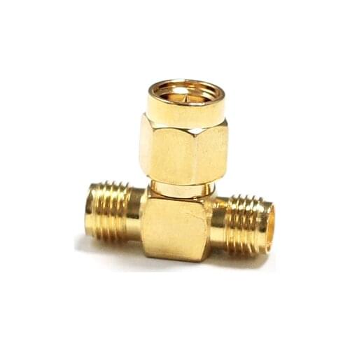 1pc SMA Male to 2x SMA Female Jack RF Coax Adapter convertor T-type splitter goldplated NEW wholesale
