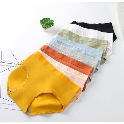 1PC Womens Underwear Female Student Korean Makaron Middle Waist Girl Sexy Cute Large Size