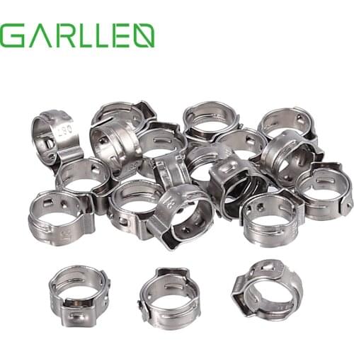 GARLLEN 130 pcs 304 Stainless Steel Corrosion-Resistant Single Ear Stepless Hose Clamps for Hot Water&Air Conditioning&Oil Pipes