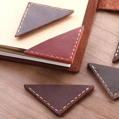 2 Pack Vintage bookmarks for books, Genuine Leather corner page marker, Handmade Memo Stationery gift School supplies