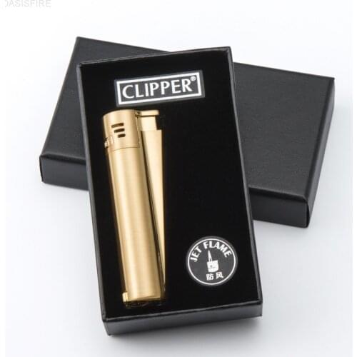 2020 Original Clipper From Spain Metal Free Fire Butane Gas Jet Torch Lighter Portable Grinding Wheel Flint Inflatable Lighter
