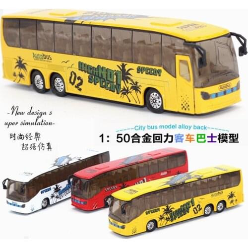 2021 New arrival 1Set Multicolor Indoor Collection Alloy Bus Toy Light and music pull back Bus Model City bus