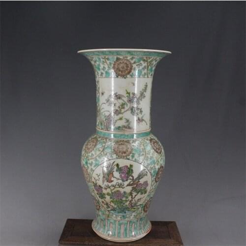 9 Antique QinggDynasty porcelain vase,Pastry Flowers and birds bottle,Hand-painted crafts,Collection&Adornment,Free shipping
