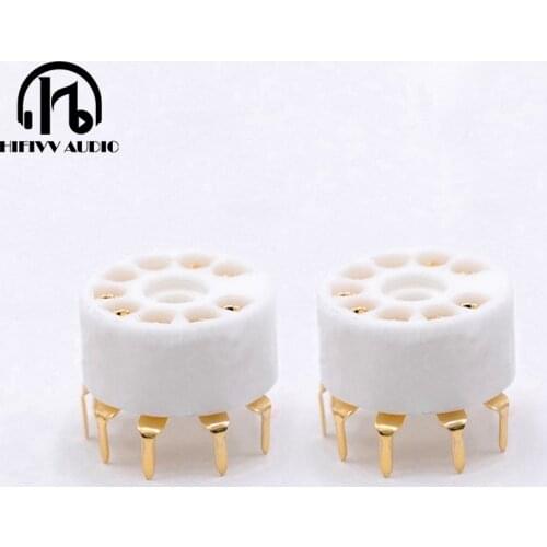 9 pin tube holder ceramic gold-plated bipolar PCB socket tube 12AX7 6N4 ECC83 upgrade Tube power Amplifiier
