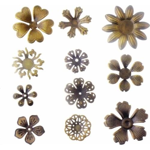 Free shipping Flower Wraps Connectors Antique Bronze Metal Crafts Gift Decoration DIY Embellishments Scrapbooking