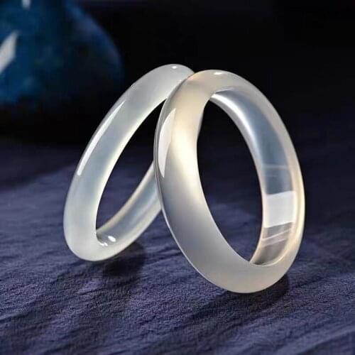 Chinese white agate Chalcedony Bracelet 56*64mm Charm Jewellery Fashion Accessories Hand-Carved Man Woman Luck Amulet Gifts