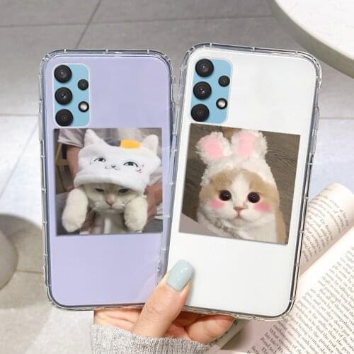 Cat TPU Phone Cases For Samsung A32 A51 A12 A52 A31 A21S A71 A72 A42 A22 A50 Case on Samsung S21 Ultra M21S M31 M51 Note S20 FE