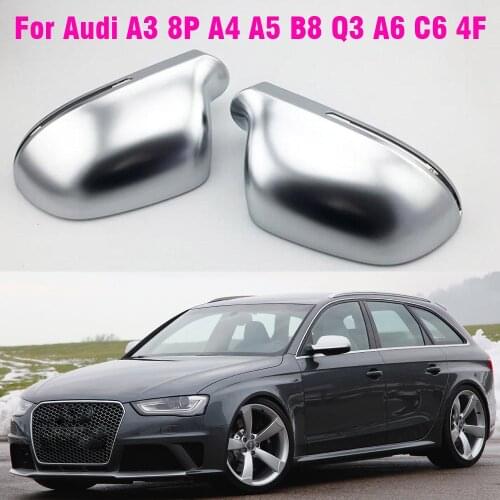 Car Mirror Cover For Audi A4 B8 A3 A5 A6 Q3 Matte Chrome Silver Rearview Mirror Cover Protection Cap Car Styling