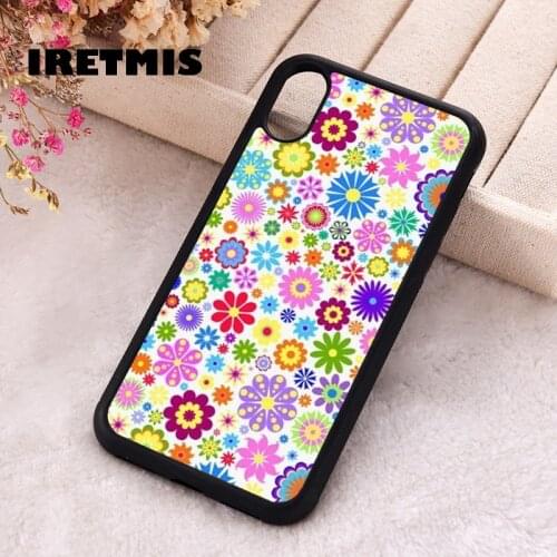Iretmis 5 5S SE Phone Cover Case for iPhone 6 6S 7 8 Plus X Xs XR 11 12 Mini Pro Max Rubber Bold Flower Power Abstract Pattern