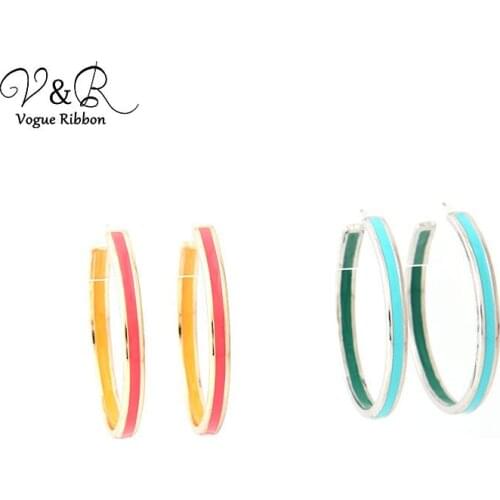 Double Sided Enamel Hoop Earring, Red Yellow Green Blue Big Earring, 2019 New Style Earrings Factory Wholesale