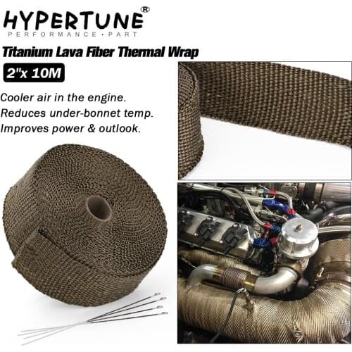 Hypertune - 2"x 10meter Premium Exhaust Heat Wrap Manifold Wrap Titanium Lava Fiber Thermal Heat Wrap + 4 pcs Ties HT1910T