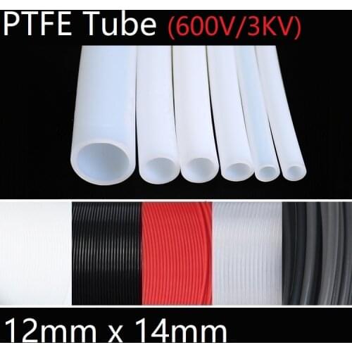 ID 12mm x 14mm OD PTFE Tube T eflon Insulated Rigid Capillary F4 Pipe High Low Temperature Resistant Transmit Hose 3KV Colorful