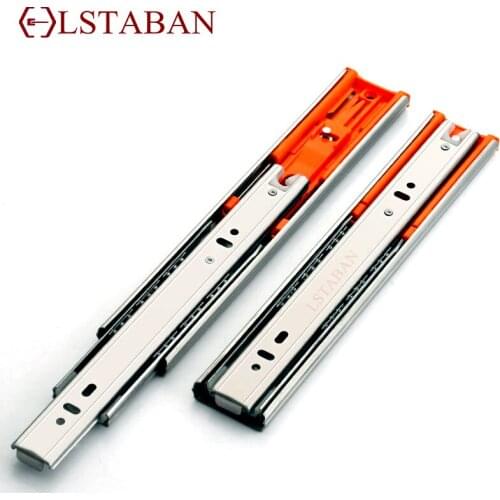 LSTABAN 2Pcs Metal Buffer Drawer Slides 10-22" Track Width 45mm Mute Three-Section Rail Furniture Hardware Fittings