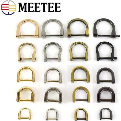 Meetee 4pcs ID13/15/18/20/25mm Metal O D Ring Screws Buckle Handbag Connection Bag Hardware Clasp Hook Accessories G7-1 H6-3