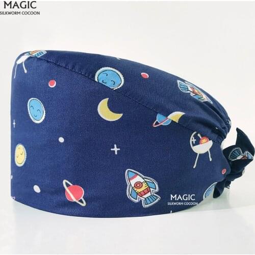 Man and woman Cotton Scrubs Caps Hospital nurse Hats Elastic Tieback Design Pet clinic Surgical Medical Hats Surgical lab Caps