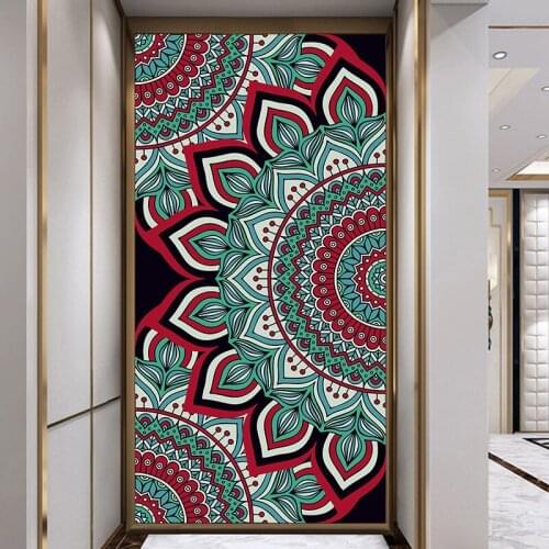 2pcs/set Mandala Style Door Sticker Bedroom Living Room Decor Wall Stickers Self-adhesive Removable PVC Art Mural Wallpaper