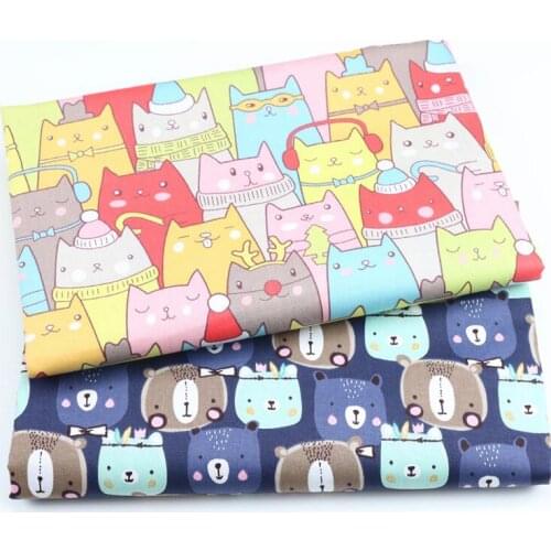 Printed colorful cats Bears Animals Twill Cotton Fabric By Half Meter for Patchwork Quilting Baby Bedding Sewing Cloth Materials