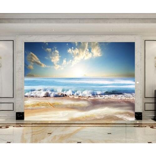3D Photo Wallpaper painting blue sky and sea Wall Murals Simple European modern Living Room TV Sofa Backdrop Paper Home 8d Decor