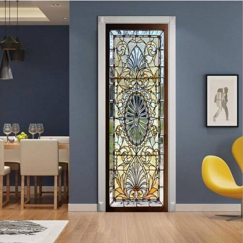 PVC Mural Paper Print Art 3D Glass Window Door Stickers Home Decor Picture Self Adhesive Waterproof Wallpaper For Living Loom