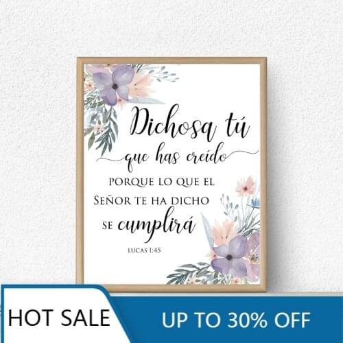 Spanish Bible Verse Wall Art Canvas Painting Posters and Prints Flowers Scripture Wall Picture For Aesthetic Home Decoration