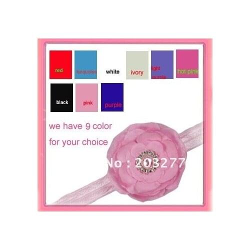 Wholesale - 12pcs/lot 3/4'' wide Shimmery Stretchy children Headbands with camellia flower silk flowers