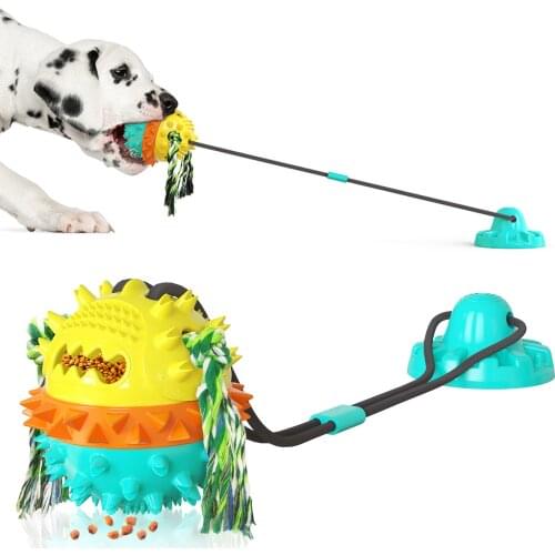 Dog Suction Cup Pull Toy Interactive Dog Chew Rope Toys Chewers Ball Squeaky Pet Molar Bite Tug Teeth Cleaning for Large Dogs
