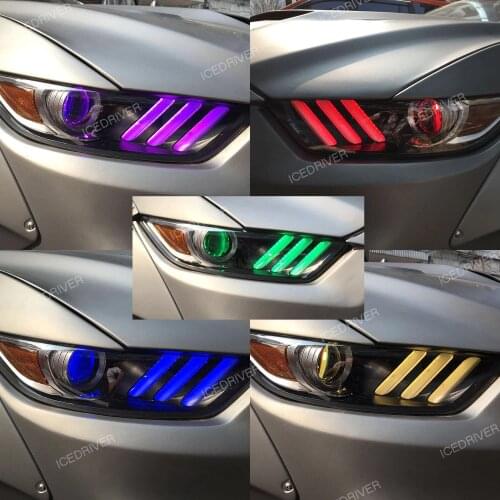 Icedriver for Ford Mustang DRL RGB multicolor LED boards 2015-2017 daytime running lights Red Blue Demon Eye lighting bulbs