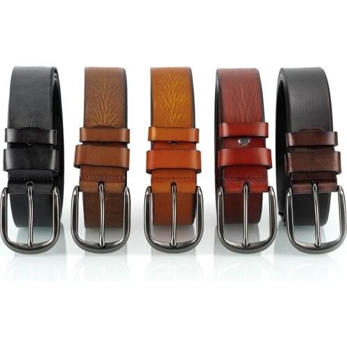 Cow genuine leather luxury strap male belts for men new fashion classice vintage pin buckle leather belt male belt men