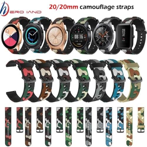 20 22mm band For Samsung Galaxy watch 46mm 42mm band silicone active 2 gear S2 S3 Frontier Camouflage strap for amazfit bip gts