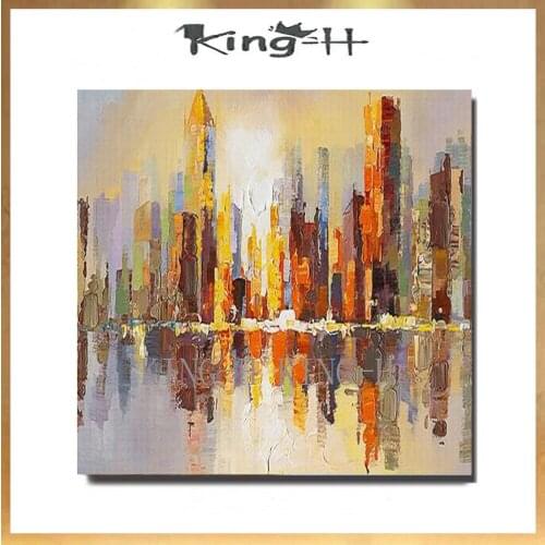 Hand-painted oil painting urban construction thick knife painting acrylic paint 3 d abstract classic adornment home sofa hall