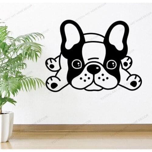 Bulldog Dog Sign Vinyl Pet Shop Removable Wallpaper Wall Sticker Pet Grooming Salon Sign Decals Scissors Decor cx74