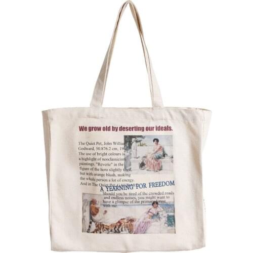 New Original Design Oil Painting Printed Shoulder Bag Large Capacity Canvas Shopping Bag Womens Luxury Handbag Bolsa Feminina