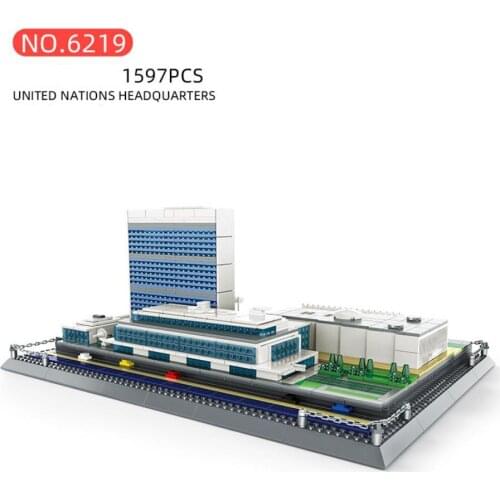 World famous modern Architecture Headquarters of United Nations New York USA building block model bricks toy collection for gift
