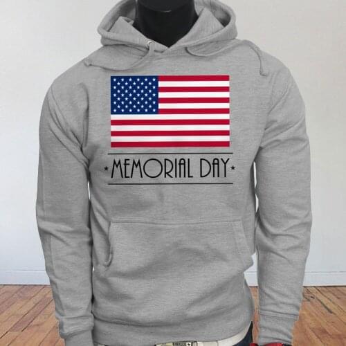 Funny Clothing Casual MEMORIAL DAY PATRIOT AMERICAN FLAG PRIDE VETERAN Mens Gray Hoodie Sweatshirt