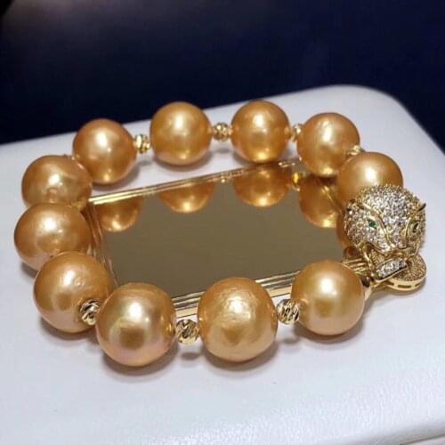 Pearl Bracelets 1030 Fine Jewelry Natural Edison Golden Peals Bracelets 11-12mm for Women Fine Pearls Bracelets