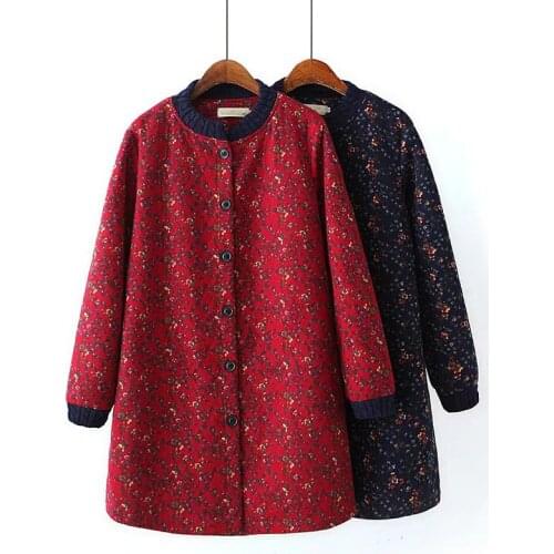 Plus Size 5XL Women Jacket Coat New Spring Autumn Clothing Printed Cotton Mid-Long Outerwear Casual Tops Female Windbreakers 54