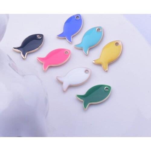 10pcs/lot 7.5*13.5MM Enamelled Fish Charms Pendant DIY Jewelry Making