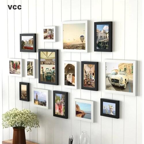 15Pcs/Set Wood Picture Frames For Wall Hanging, Photo Frame Wall With Picture Classic Wooden Frame For Home Decor