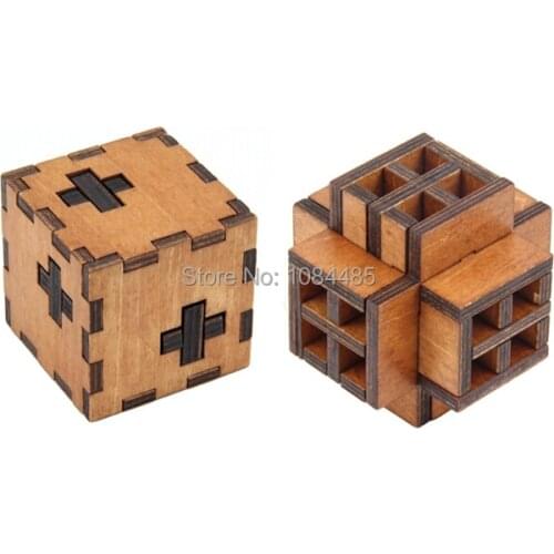 2PCS/Lot 3D Wood Brain Teaser IQ Game Puzzle for Adults and Kids