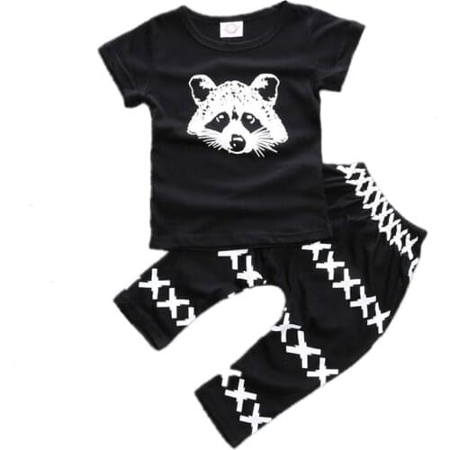 2020 Summer Baby Boy Clothes Brand Kids T-shirt+Pants Clothing Sets Cartoon Raccoon Printed Tracksuits Newborn Babys Sets