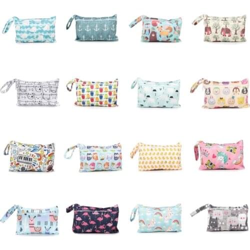 25 Styles Baby Diaper Bag Organizer Reusable Waterproof Wet Dry Fashion Print Travel Nappy Zipper Mummy Small Storage Bag Pocket
