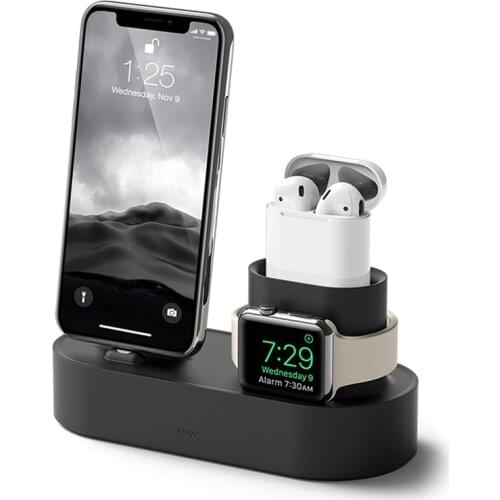 3 in 1 Charging Dock Holder For iPhone X XR XS Max 8 7 6 Silicone Charger Stand for Apple Watch AirPods Charging Station Docking