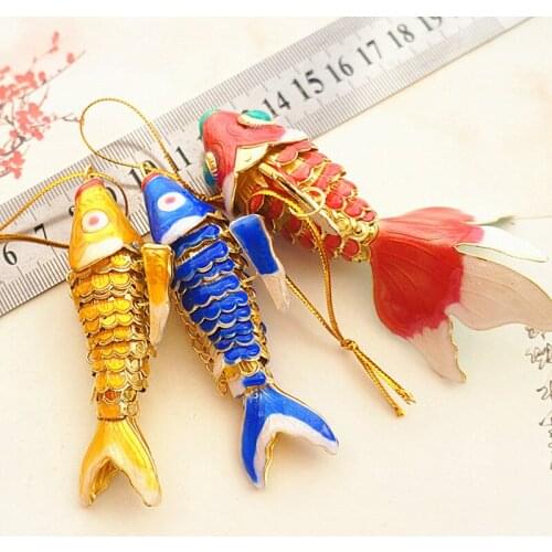 5.5cm Enamel Vivid Swing Fish Hanging Decoration Christmas Tree Ornament Lucky Pendant Xmas Charms Koi Carp Fancy Accessories