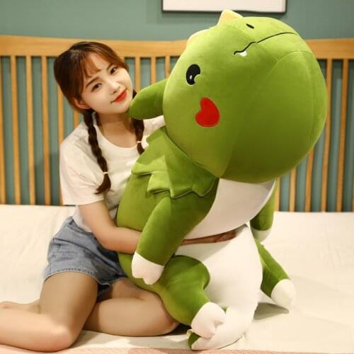 80/120cm Giant Lying Dinosaur Plush Toys Cartoon Dragon Dolls Bed Sleeping Cushion Stuffed Soft for Children Kids Xmas Gift