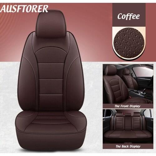 AUSFTORER Cowhide Cover Seats for Jaguar XJL Automobile Seat Covers Car Leather Cushion Seats Protectors Accessories 15PCS/Set
