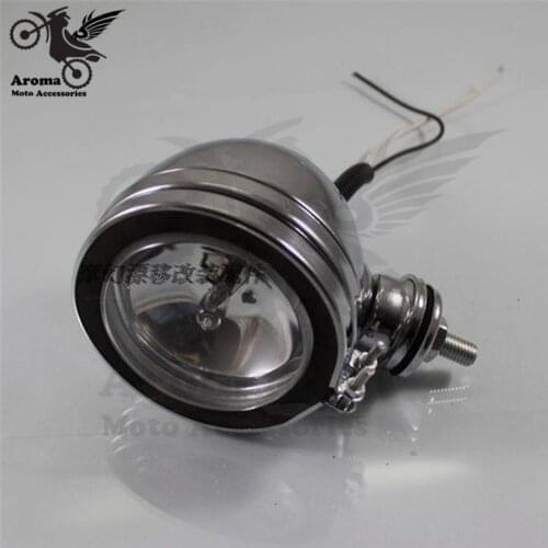 Free shipping 10MM screw round metal scooter Spotlight motocross chrome motorbike head light moto fog lamp motorcycle headlight