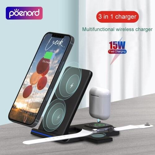 3 in 1 Wireless Charger 15W Fast Charging for iPhone 11 pro/XR/Xs Max Samsung for Apple Watch5 4 3 Airpods Pro Foldable