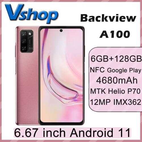 Blackview A100 Android 11 6GB+128GB Mobile Phone Helio P70 6.67" 4680mAh Smartphone 12MP IMX362 Cellura 4G LET NFC OTG Cellphone