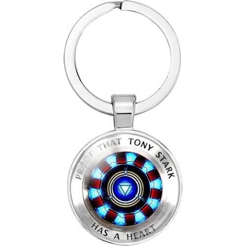 Disney Marvel Avengers Keychain Iron Man Heart Shaped Gem Key Chain Superhero Design Keyring